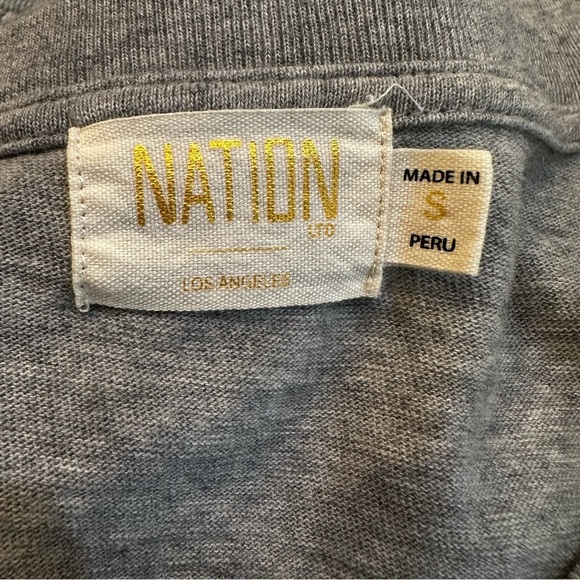 Nation LTD. Willa Bishop Sleeve Grey V-Neck Knit 100% Cotton Pullover Top Size S - Picture 11 of 12